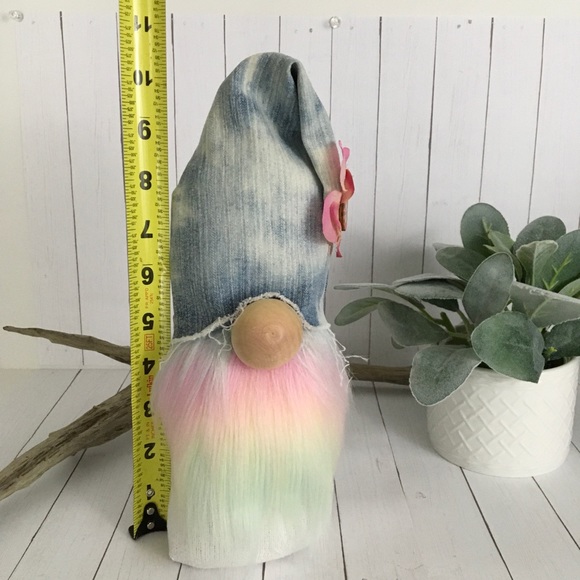 🚫SOLD🚫 Gnome Handmade Hippie Denim Flower Sock Beard - Picture 5 of 8